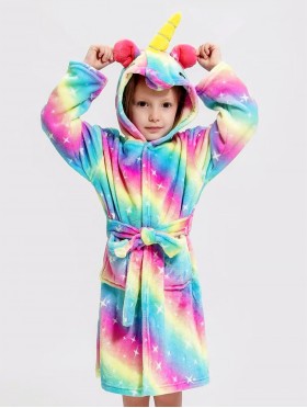 Kid's Unicorn Patterned Microfiber House Robe